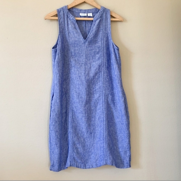 Sigrid Olsen Dresses Sigrid Olsen Chambray Linen Sleeveless Shift
